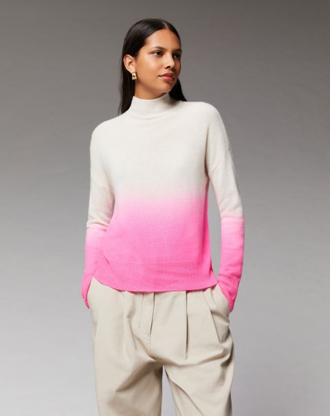 Women Light Dip Dye Mock Neck Sweater ( H23 / Woman / Sparkle Pink) Cashmere Sweaters From Future Sparkle Pink