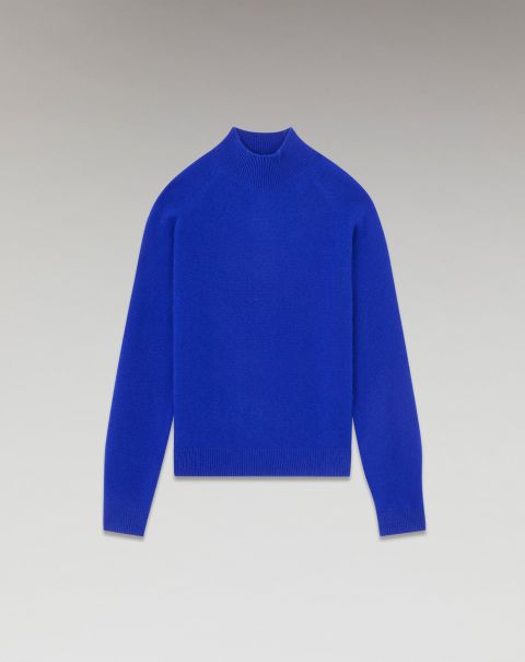 Lightweight Mock Neck Jumper ( H23 / Woman / Pop Blue) Women Pop Blue Cashmere Sweaters From Future