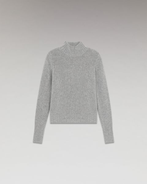 From Future Thick Mock Neck Sweater (H23 / Women / Dark Heather Grey) Women Cashmere Sweaters Dark Heather Gray
