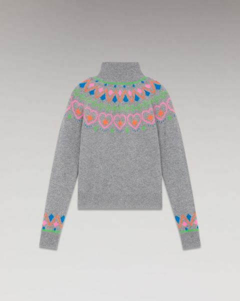 From Future Norwegian Mock Neck Sweater (H23 / Women / Dark Heather Grey) Dark Heather Gray Cashmere Sweaters Women