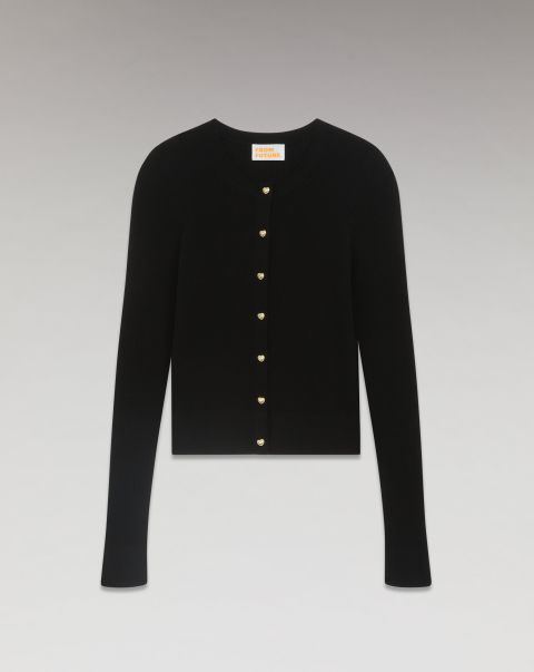 Merino Wool Sweaters From Future Sweater Cardigan Jeweled Buttons ( H23 / Woman / Black) Black Women