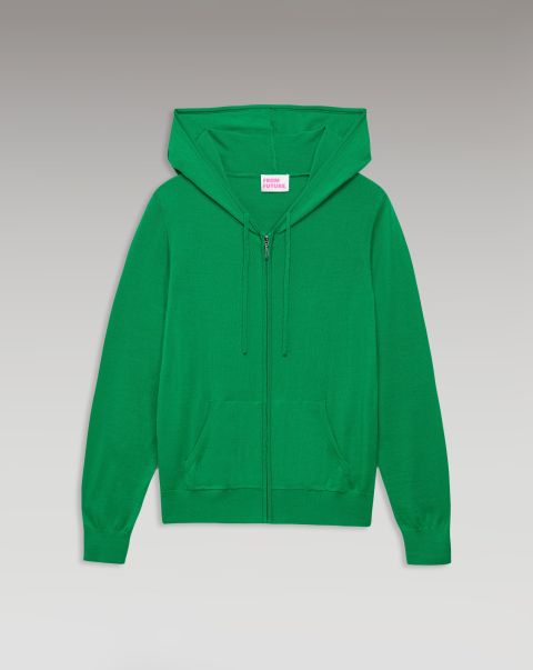 Summer Green Women Hoodie Zippe Sweater (S23 / Woman / Summer Green) From Future Merino Wool Sweaters