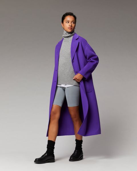 Women Neon Purple Coats & Jackets From Future Outerwear Double Face Long Coat ( H23 / Women / Neon Purple)