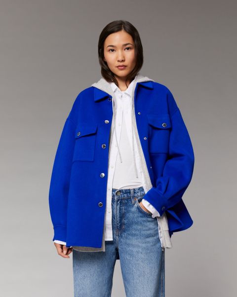 Women Coats & Jackets From Future Pop Blue Outerwear Double Face Jacket ( H23 / Woman / Pop Blue)