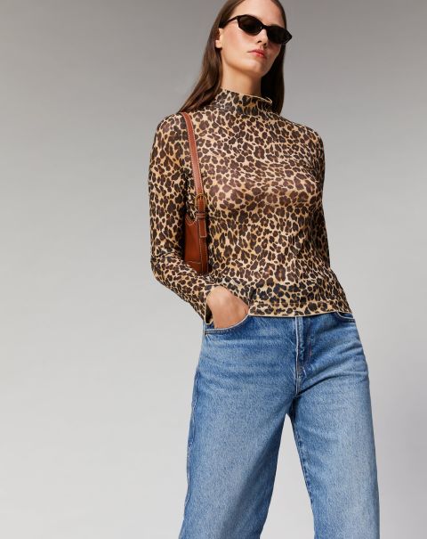 Winter Leopard Long Sleeve Mock Neck Top ( H23 / Woman / Winter Leopard) Shirts, T-Shirts & Tops From Future Women