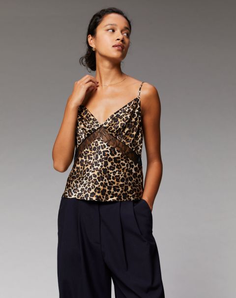 From Future Strappy Lace Top ( H23 / Woman / Winter Leopard) Shirts, T-Shirts & Tops Winter Leopard Women
