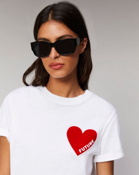 Shirts, T-Shirts & Tops Women T-Shirt Crewneck Short Sleeves Heart ( H23 / Woman / White) White From Future