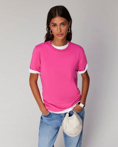 Boyfriend Crewneck Short Sleeve T-Shirt ( H23 / Woman / Flash Pink) Flash Pink From Future Shirts, T-Shirts & Tops Women