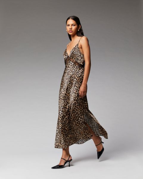 From Future Women Dresses & Jumpsuits Strappy Lace Dress ( H23 / Woman / Winter Leopard) Winter Leopard