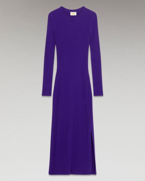 Dresses & Jumpsuits From Future Women Intense Purple Ribbed Split Long Sleeve Maxi Dress ( H23 / Woman / Intense Purple)