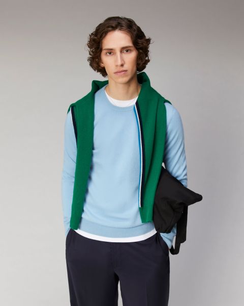 Cashmere Sweaters Men From Future Sweet Blue Basic Crewneck Sweater ( H23 / Man / Sweet Blue)