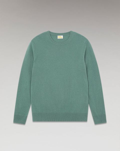 Cashmere Sweaters Washed Green Basic Crewneck Sweater ( H23 / Man / Washed Green) Men From Future
