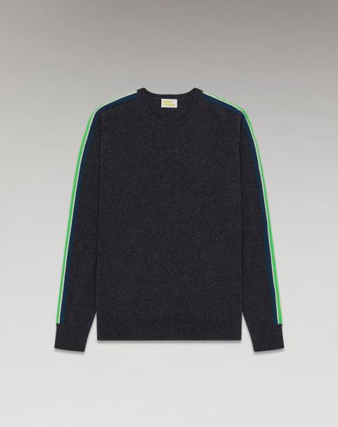 Men Striped Crewneck Sweater ( H23 / Man / Anthracite) Cashmere Sweaters From Future Anthracite