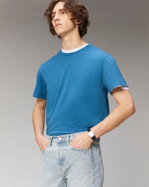 From Future Oversize Crewneck Short Sleeve T-Shirt ( H23 / Man / Prussian Blue) Men Prussian Blue Shirts & T-Shirts