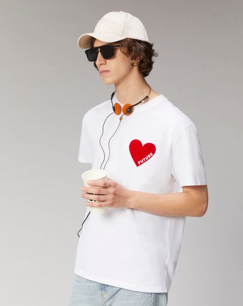 T-Shirt Crewneck Short Sleeves Heart ( H23 / Man / White) From Future White Shirts & T-Shirts Men