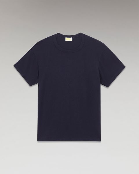 Men From Future Shirts & T-Shirts Basic Short Sleeve Crewneck T-Shirt ( H23 / Man / Navy) Navy