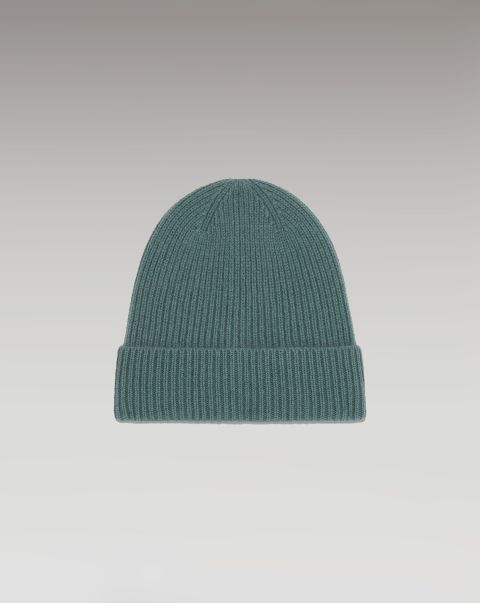 Accessories Cashmere Beannies From Future Washed Green Cuffed Beanie With Small Ribs (H23 / Accessories / Washed Green)