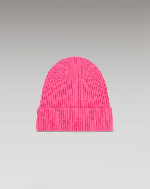 Accessories Cuffed Beanie With Small Ribs (H23 / Accessories / Holiday Pink) From Future Cashmere Beannies Holiday Pink