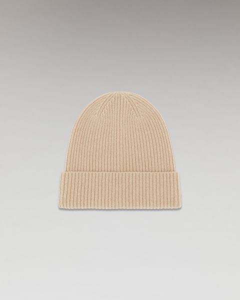 Cashmere Beannies From Future Cuffed Beanie With Small Ribs (H23 / Accessories / Beige) Beige Accessories