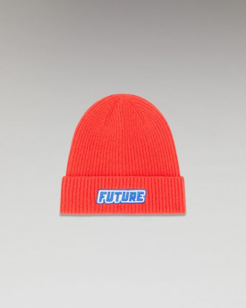 Accessories Future Embroidery Cuffed Beanie (H23 / Accessories / Bright Red) From Future Cashmere Beannies Bright Red