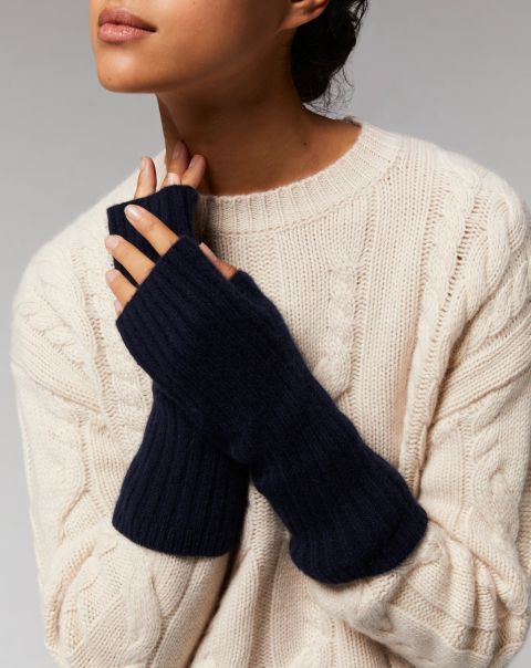 Regular Ribbed Gloves (H23 / Accessories / Navy) Accessories From Future Cashmere Gloves Navy