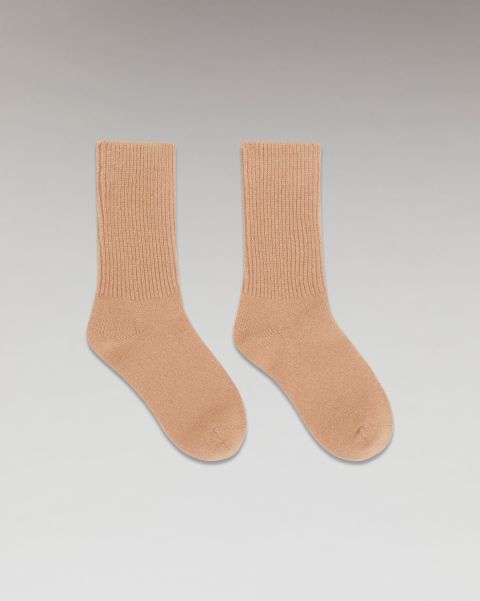 Cashmere Socks Ribbed Mid-High Socks (H23 / Accessories / Camel) Camel From Future Accessories