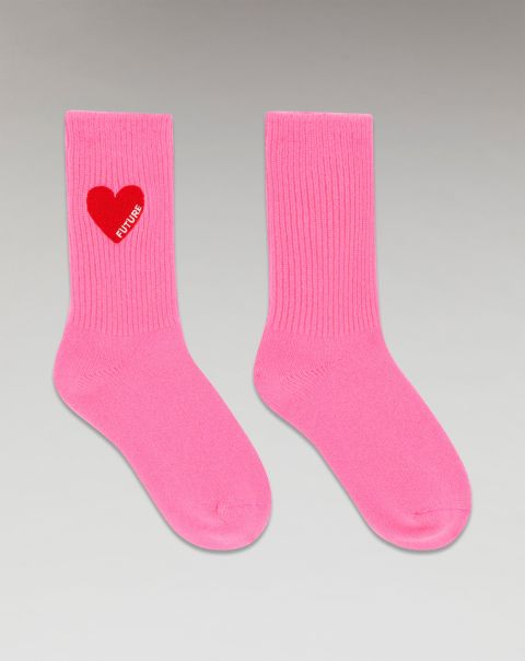 Heart Mid-High Socks (H23 / Accessories / Sparkle Pink) From Future Sparkle Pink Cashmere Socks Accessories