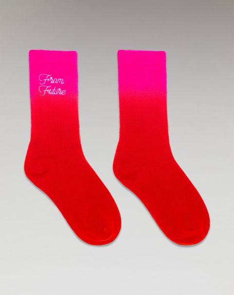 Accessories Dip Dye From Future Mid-High Socks (H23 / Accessories / Bright Red) Cashmere Socks Bright Red