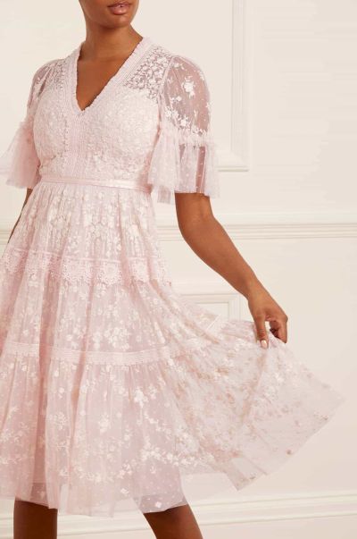 Delicate Araminta Lace Midi Dress Needle & Thread Dresses Pink Women