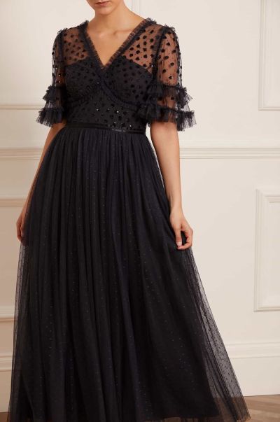 Thea Bodice Ankle Gown Compact Women Needle & Thread Black Dresses