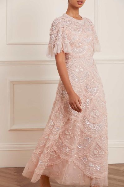 Carmen Ruffle Ankle Gown Pink Unbelievable Discount Dresses Women Needle & Thread