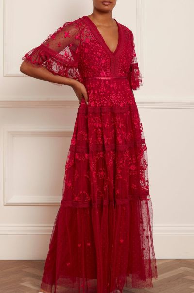 Lottie Lace Gown Women Sustainable Needle & Thread Red Dresses