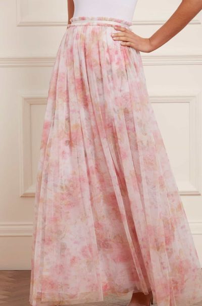 Skirts Cutting-Edge Pink Rose Bluebell Maxi Skirt Women Needle & Thread