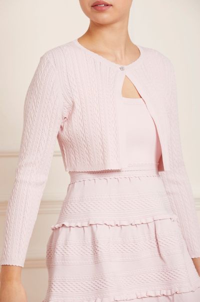 Women Knitwear Textured Knit Crop Cardigan Needle & Thread Aesthetic Pink