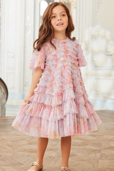 Latest Women Needle & Thread Exclusives Rose Bluebell Valentine Kids Dress Multi