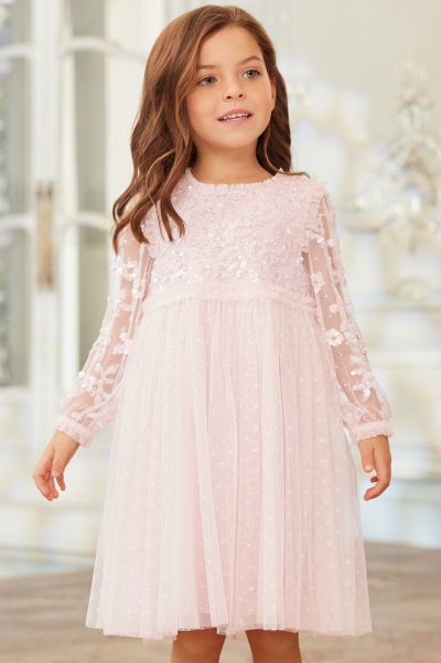 Responsibly Sourced Kids Pink Lilybelle Long Sleeve Kids Dress Kids Needle & Thread Early Bird