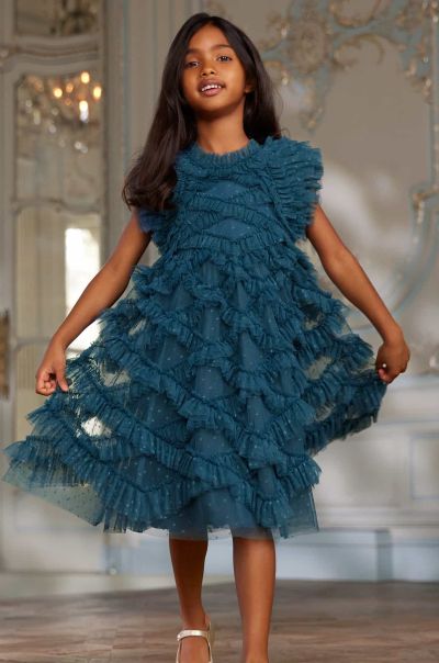 Blue Genevieve Kids Dress Responsibly Sourced Kids Needle & Thread Kids Retro